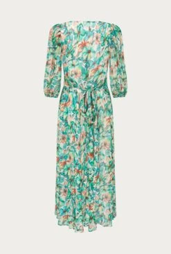 Margot Georgette Midi Dress Green Floral -Ghost Store D06G040A Z49 27478 650px 964px
