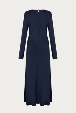 Mari Satin Midi Dress Navy -Ghost Store D06G041 K10 26840 650px 964px