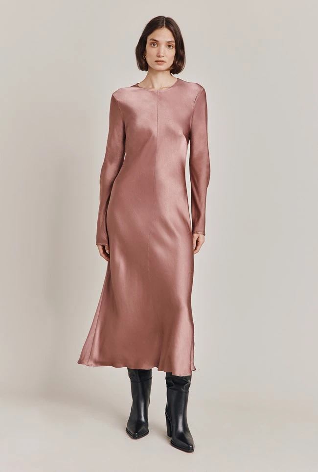 Mari Satin Midi Dress Midnight Mauve Mari Satin Midi Dress Midnight Mauve -Ghost Store D06G041 L93 28933 650px