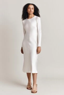 Mari Satin Midi Dress Ivory -Ghost Store D06G041 M12 27996 650px 964px