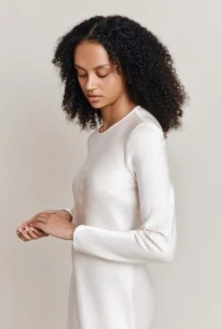 Mari Satin Midi Dress Ivory -Ghost Store D06G041 M12 27997 650px 964px