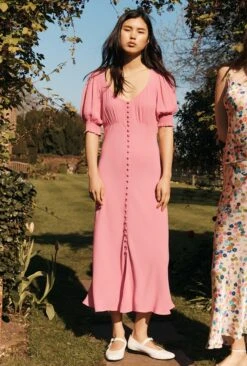 Coco Crepe Midi Dress Blossom Pink