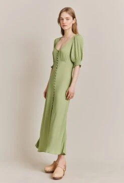 Coco Crepe Midi Dress Leaf Green 2 Coco Crepe Midi Dress Leaf Green -Ghost Store D06G043A J22 27567 650px 964px