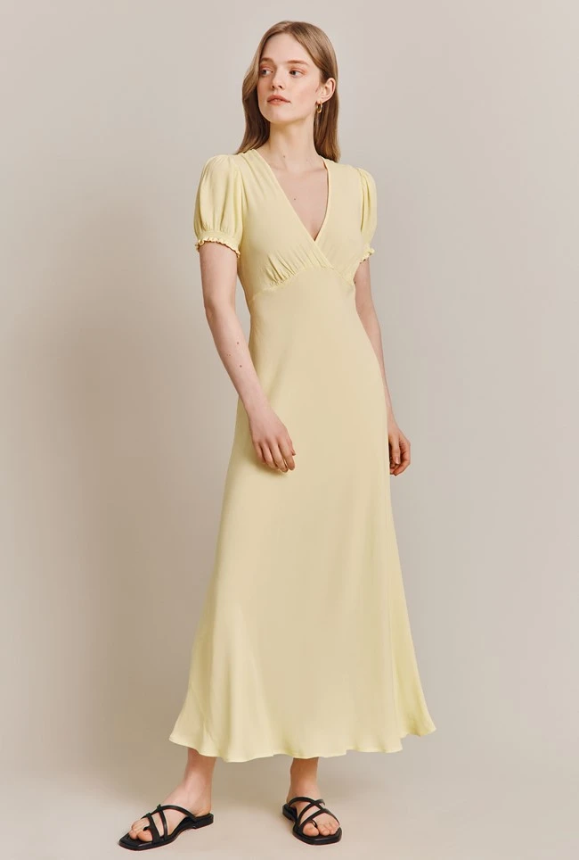 Poet Crepe Midi Dress Yellow Poet Crepe Midi Dress Yellow -Ghost Store D06G044 E04 27592 650px