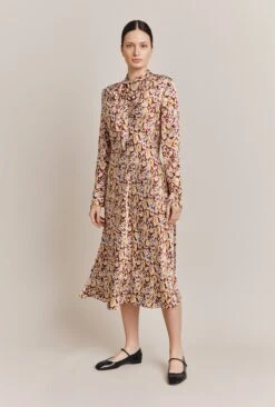 Ayla Satin Midi Dress Sandy Floral -Ghost Store D06G045A Z51 27448 650px 964px