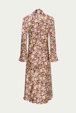 Ayla Satin Midi Dress Sandy Floral -Ghost Store D06G045A Z51 27450 650px 964px