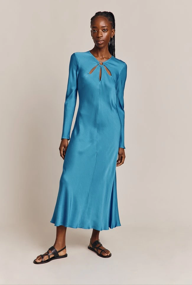 Freya Satin Midi Dress Blue Freya Satin Midi Dress Blue -Ghost Store D06G048 K81 26799 650px