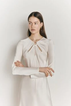 Freya Satin Midi Dress Ivory -Ghost Store D06G048 M12 27105 650px 964px