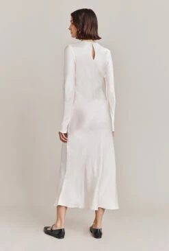 Freya Satin Midi Dress Ivory -Ghost Store D06G048 M12 28470 650px 964px