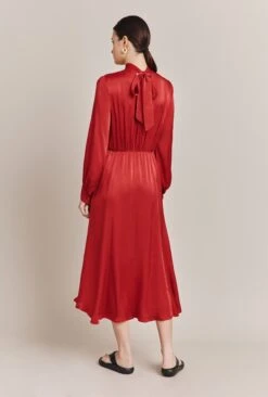 Miley Satin Midi Dress Carmine 3 Miley Satin Midi Dress Carmine -Ghost Store D06G051A G28 27280 650px 964px
