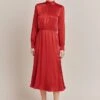 Miley Satin Midi Dress Carmine
