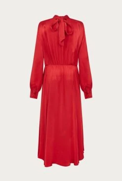 Miley Satin Midi Dress Carmine 5 Miley Satin Midi Dress Carmine -Ghost Store D06G051A G28 27283 650px 964px