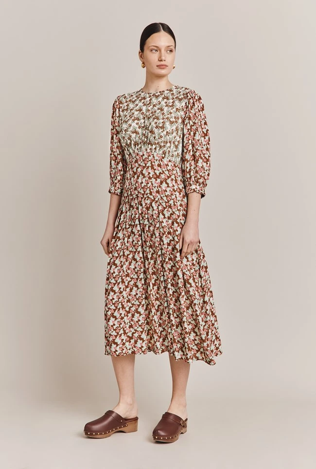 Iris Midi Dress Maroon Floral Iris Midi Dress Maroon Floral -Ghost Store D06G054 Z52 27511 650px