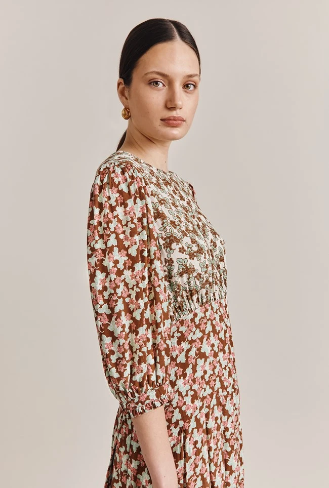 Iris Midi Dress Maroon Floral Iris Midi Dress Maroon Floral -Ghost Store D06G054 Z52 27512 650px