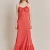 Isabella Crepe Midi Dress Coral
