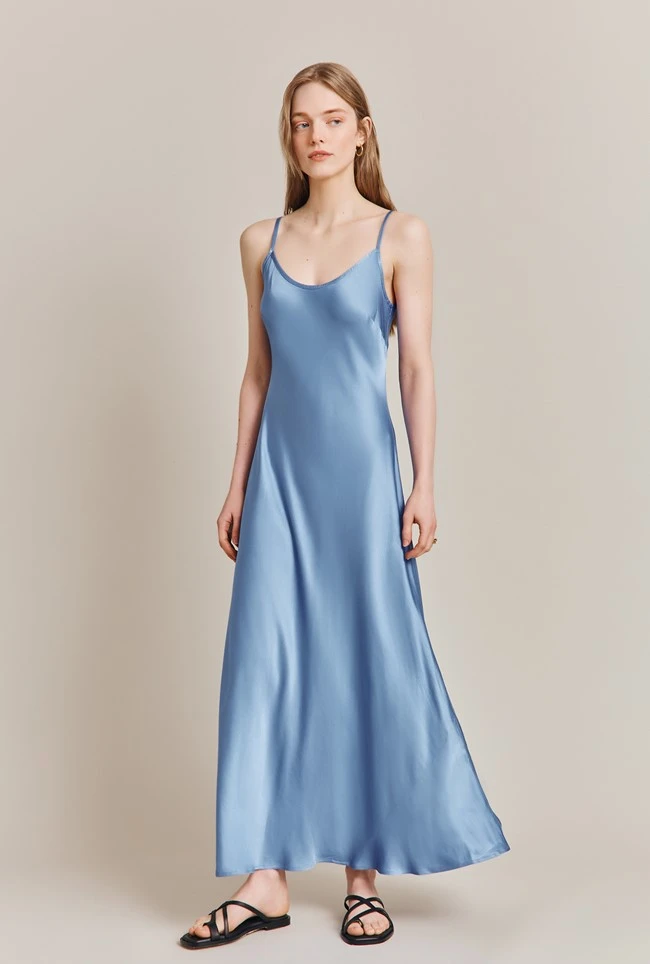 Joelle Satin Midi Dress Cornflower Blue Joelle Satin Midi Dress Cornflower Blue -Ghost Store D06G062 K92 27614 650px