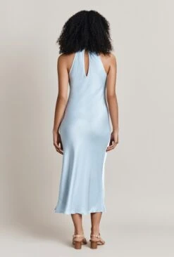 Elsie Satin Midi Dress Chambray Blue -Ghost Store D06G064 K26 27992 650px 964px