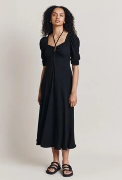 Penelope Crepe Midi Dress Black -Ghost Store D06G072 A01 28272 650px 964px