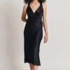 Lua Satin Midi Dress Black