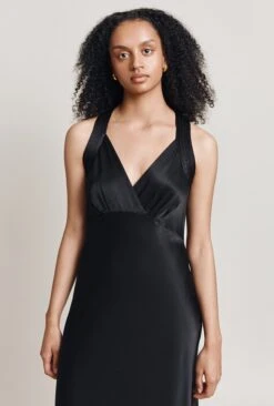 Lua Satin Midi Dress Black -Ghost Store D06G076 A01 28382 650px 964px