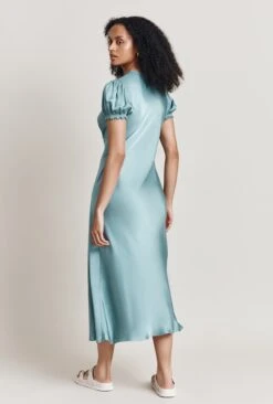 Clemence Satin Midi Dress Petrol Green -Ghost Store D06G084 K72 28042 650px 964px