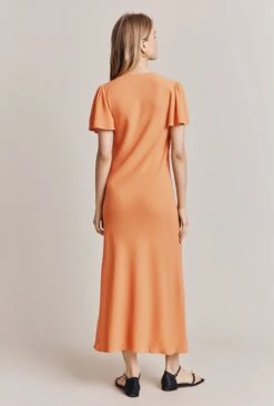 Laura Crepe Midi Dress Orange 3 Laura Crepe Midi Dress Orange -Ghost Store D06G085 F23 27817 650px 964px