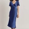 Jennifer Satin Midi Dress Blue