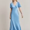 Jennifer Satin Midi Dress Cornflower Blue