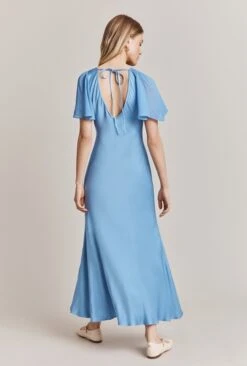 Jennifer Satin Midi Dress Cornflower Blue -Ghost Store D06G089 K92 28418 650px 964px