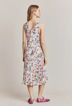 Summer Umbrella Petals Satin Midi Dress Pink Umbrella Petals -Ghost Store D06G095 Z58 28150 650px 964px