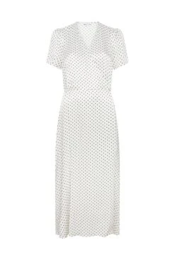 Hana Satin Midi Dress White Spot -Ghost Store D06G099 Z70 28208 650px 964px