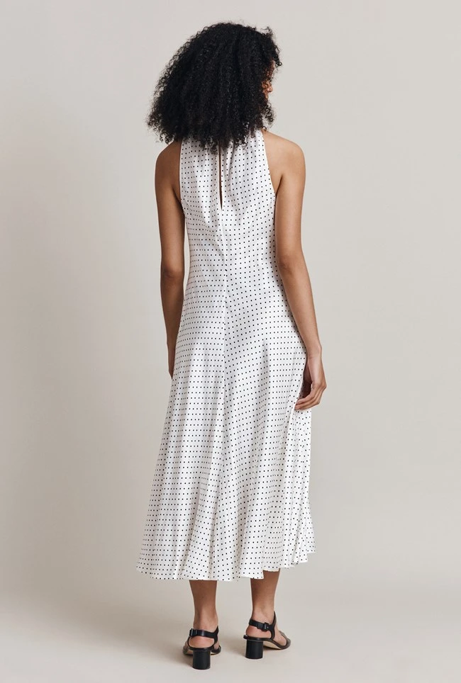 Alena Satin Midi Dress White Spot Alena Satin Midi Dress White Spot -Ghost Store D06G100 Z70 28233 650px