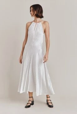 Alena Satin Midi Dress White Spot 2 Alena Satin Midi Dress White Spot -Ghost Store D06G100 Z70 28445 650px 964px