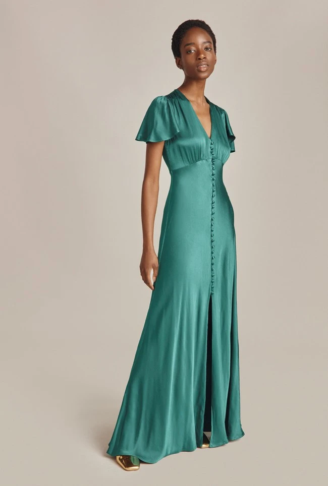 Delphine Satin Maxi Dress Emerald Green Delphine Satin Maxi Dress Emerald Green -Ghost Store D07G022 J35 28472 650px