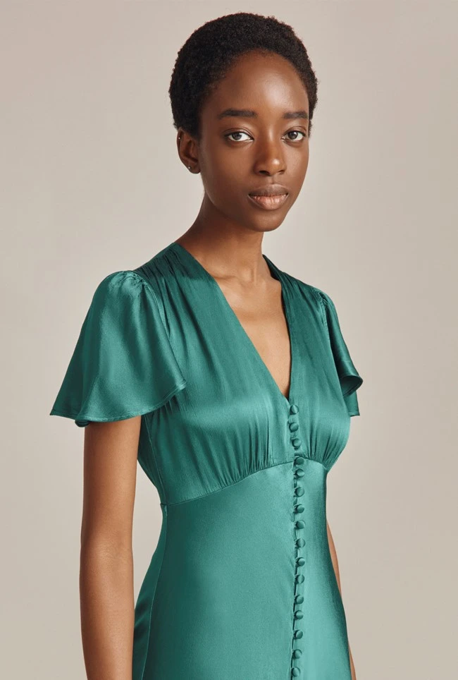 Delphine Satin Maxi Dress Emerald Green Delphine Satin Maxi Dress Emerald Green -Ghost Store D07G022 J35 28474 650px