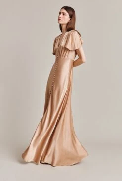 Delphine Satin Maxi Dress Dark Nude