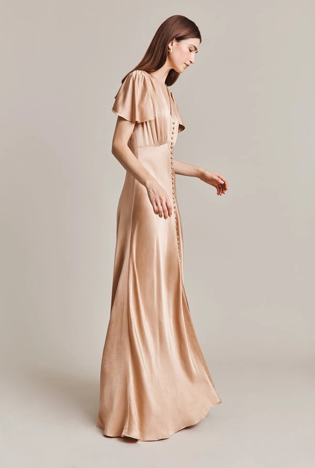 Delphine Satin Maxi Dress Dark Nude Delphine Satin Maxi Dress Dark Nude -Ghost Store D07G022 N06 28668 650px