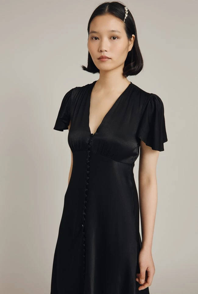 Grace Satin Midi Dress Black Grace Satin Midi Dress Black -Ghost Store D07G023 A01 29038 650px