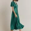 Grace Satin Midi Dress Dark Green