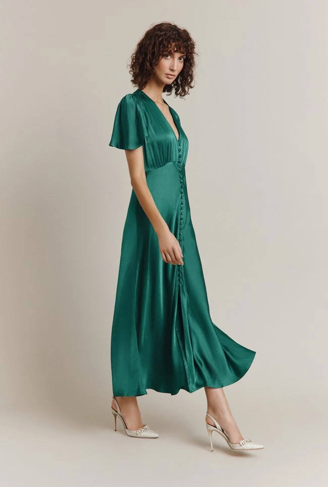 Grace Satin Midi Dress Dark Green Grace Satin Midi Dress Dark Green -Ghost Store D07G023 J13 29559 650px