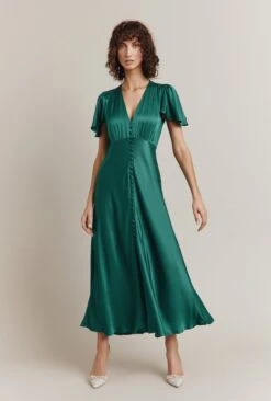 Grace Satin Midi Dress Dark Green 2 Grace Satin Midi Dress Dark Green -Ghost Store D07G023 J13 29561 650px 964px