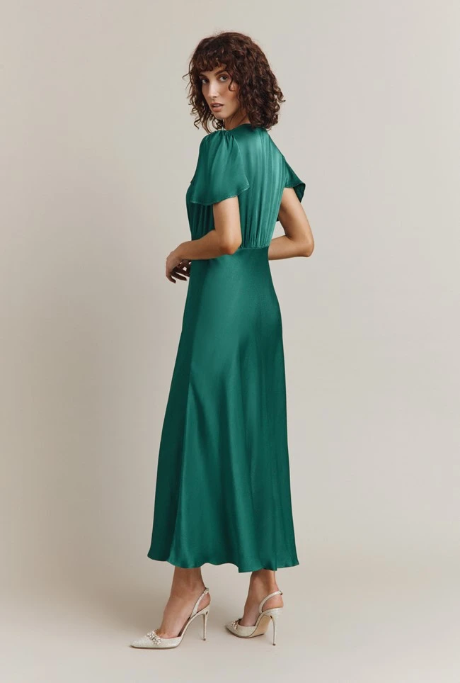 Grace Satin Midi Dress Dark Green Grace Satin Midi Dress Dark Green -Ghost Store D07G023 J13 29563 650px