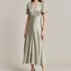 Grace Satin Midi Dress Seagrass