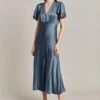 Grace Satin Midi Dress Blue Mirage