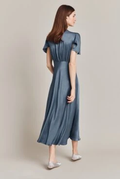 Grace Satin Midi Dress Blue Mirage -Ghost Store D07G023 K60 28697 650px 964px