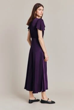 Grace Satin Midi Dress Dark Purple -Ghost Store D07G023 L91 28687 650px 964px