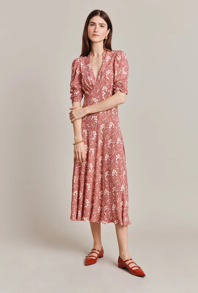Madi Crepe Midi Dress Red Floral Madi Crepe Midi Dress Red Floral -Ghost Store D07G024 Z86 28780 650px