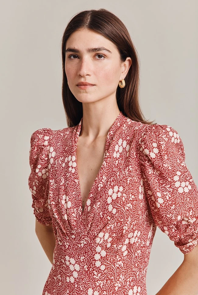 Madi Crepe Midi Dress Red Floral Madi Crepe Midi Dress Red Floral -Ghost Store D07G024 Z86 28782 650px