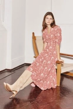 New Arrival 3 Madi Crepe Midi Dress Red Floral
