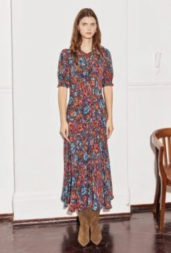 Lainey Crepe Midi Dress Blue Ikat 6 Lainey Crepe Midi Dress Blue Ikat -Ghost Store D07G027 Z88 29094 650px 964px